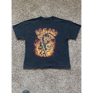 Flaming Fire Grim Reaper Sons of Anarchy Shirt Size XL? (24x30) Black SAMCRO